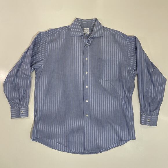 VTG Brooks Brothers Shirt Mens 15.5 3 Button Down Blue Traditional Fit USA Made - Picture 1 of 7